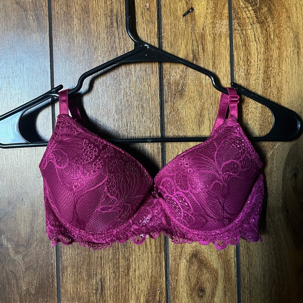 Lace Underwire Bra - Deep Pink